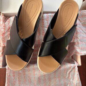 Easy Spirit Bindie Wedge Sandal, Black Criss Cross, Size 9, Never Worn